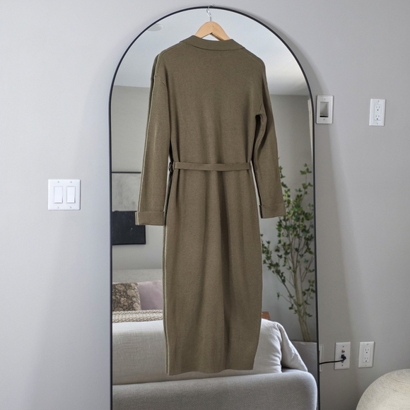 Heartloom Melina Wool Blend Midi Cardigan Dress in Olive, Size Small - Picture 7 of 10